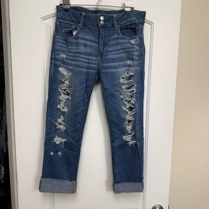 American Eagle Outfitters Ripped Blue Artist Crop jeans
